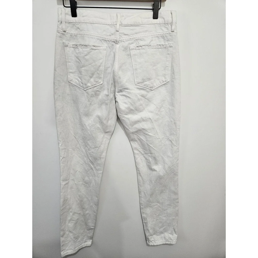 FRAME Le Garcon Rumpled Blanc Rips Distressed White‎ Boyfriend Jeans LGJ171